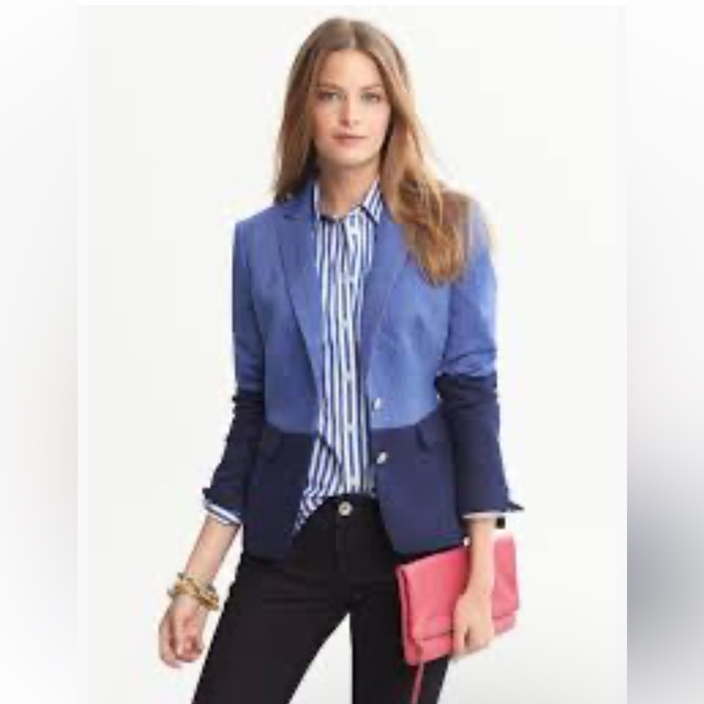 Banana Republic Blue Colorblock Blazer professional Size 6